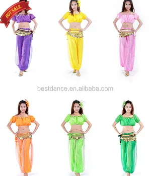 BestDance Women Sexy Arabic Belly Dance Dancing Short Sleeve Top, Belt and Pants Trouser Set Dancer Costumes Outfit OEM