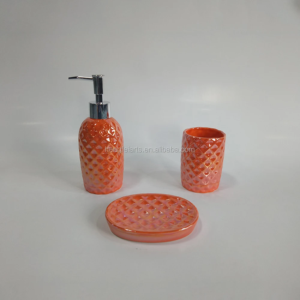 orange and grey bathroom accessories