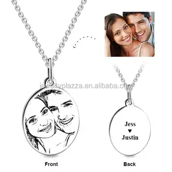 Drop Shipping 925 sterling silver photo engraved pendant necklace Unique Personalized Jewelry
