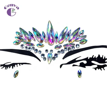 Genya Wholesale High Quality Custom Temporary Stickers Crystal Face Jewels Eyes Boby Bindi Decorations For Party