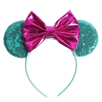 Wholesale Custom Mouse Ears Elastic Fancy Sequin Bow Hairbands Children Hair Accessories