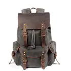 Leather Mens Men China Wholesale College Waxed Cvanvas With Cowhide Leather Mens Canvas Backpack