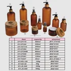 Jar Bottle Bamboo Bottle Amber Frosted PET Bamboo Lotion Cream Packaging Cosmetic Jar Plastic Bottle