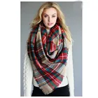 Fall Winter Za Design Over 200 colors Oversize Women Winter Acrylic Wrap Shawls Square Plaid Blanket Scarf