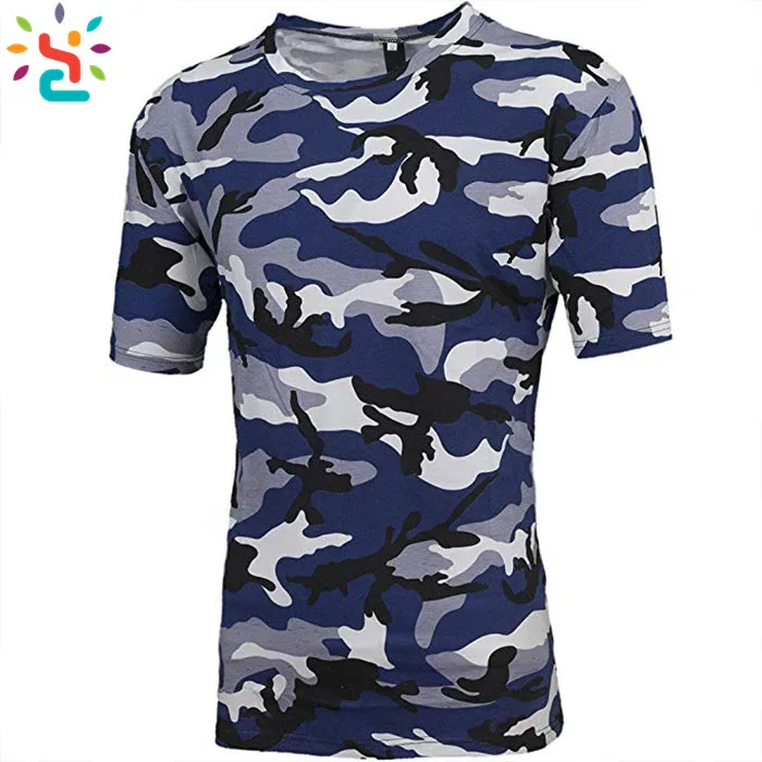 Blue Camo T Shirt Shoulder Free 