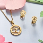 Gold Baoyan Custom Gold Plated Double Heart Necklace Set Love Necklace Jewelry Sets Women