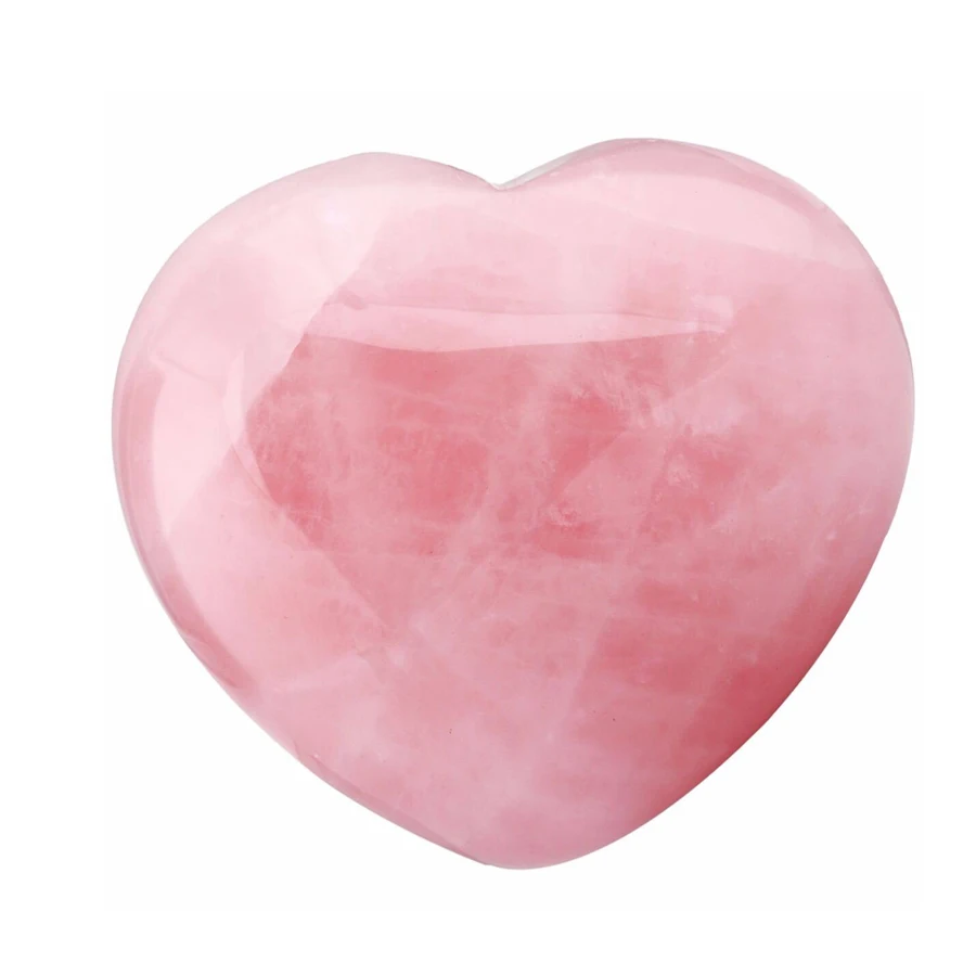 Cheap!1pcs Natural Rose Quartz Crystal Carved Love Puffy Heart Shaped Stone 