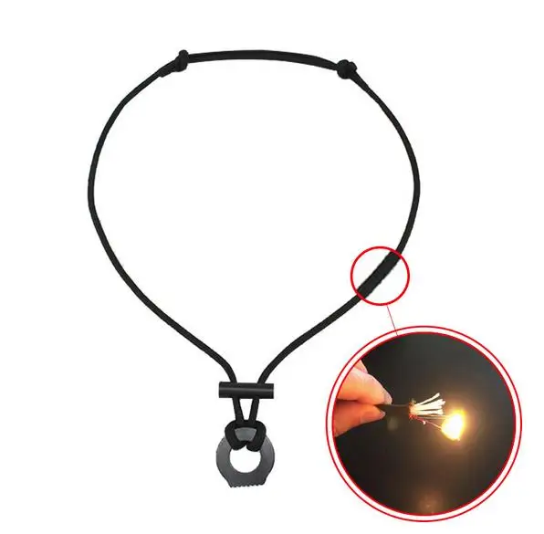 The Friendly Swede Paracord Fire Starter Survival Necklace Ferro Rod Flint and Steel Necklace 