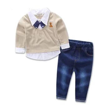 3 Pcs/Set Vest+Shirt+Pant Kids Clothes set Boys Winter Clothing