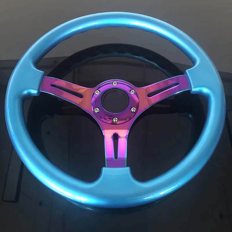 Egal Auto Universal Racing Car Steering Wheel Aluminum With ABS Cover Steering Wheel Car Accessories white circle with colorful inside
