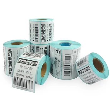 Adhesive White Direct Thermal Label for SKU barcode printing and address shipping 40x30 60x40 50x30mm 100x150mm(4x6")