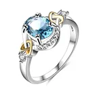 Silver Plated CZ Diamond Ring Elegant Glass Stone Cubic Zircon Solitaire Eternity Ring