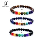 Gem Reiki Bracelet Healing Reiki Gem Stone 7 Chakra Matte Agate Stone Lava Stone Bracelet