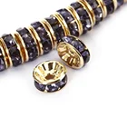 Tanzanite Gold Plated Tanzanite Color Rhinestone Jewelry Rondelle Spacer Beads