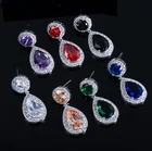 Hot Trendy Luxury Classic Large CZ Cubic Zirconia Stone Crystal Long Drop Earrings For Women Fashion Zirconia Jewelry