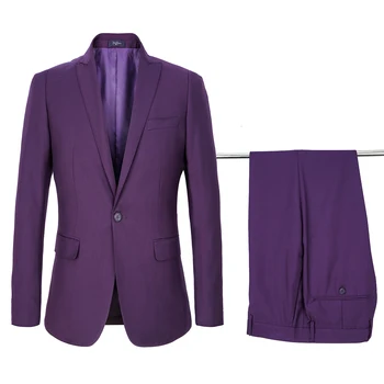 2022 Custom Groom Suit Men'S Wedding Slim Purple Suit Men'S Solid Color Business British Style Non-Iron Professional Wear