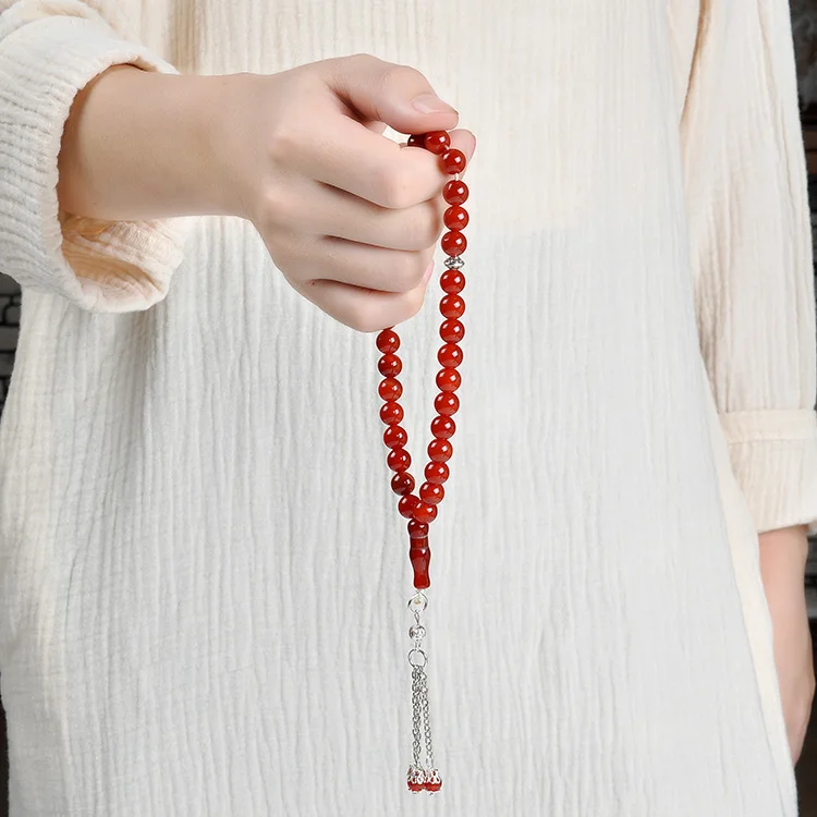 YS89 Costume Jewelry Buddhist Rosary Souvenir Ruby Beads Counter Genuine Religious Overseas Red Necklace Cheap Prayer Beads Ball
