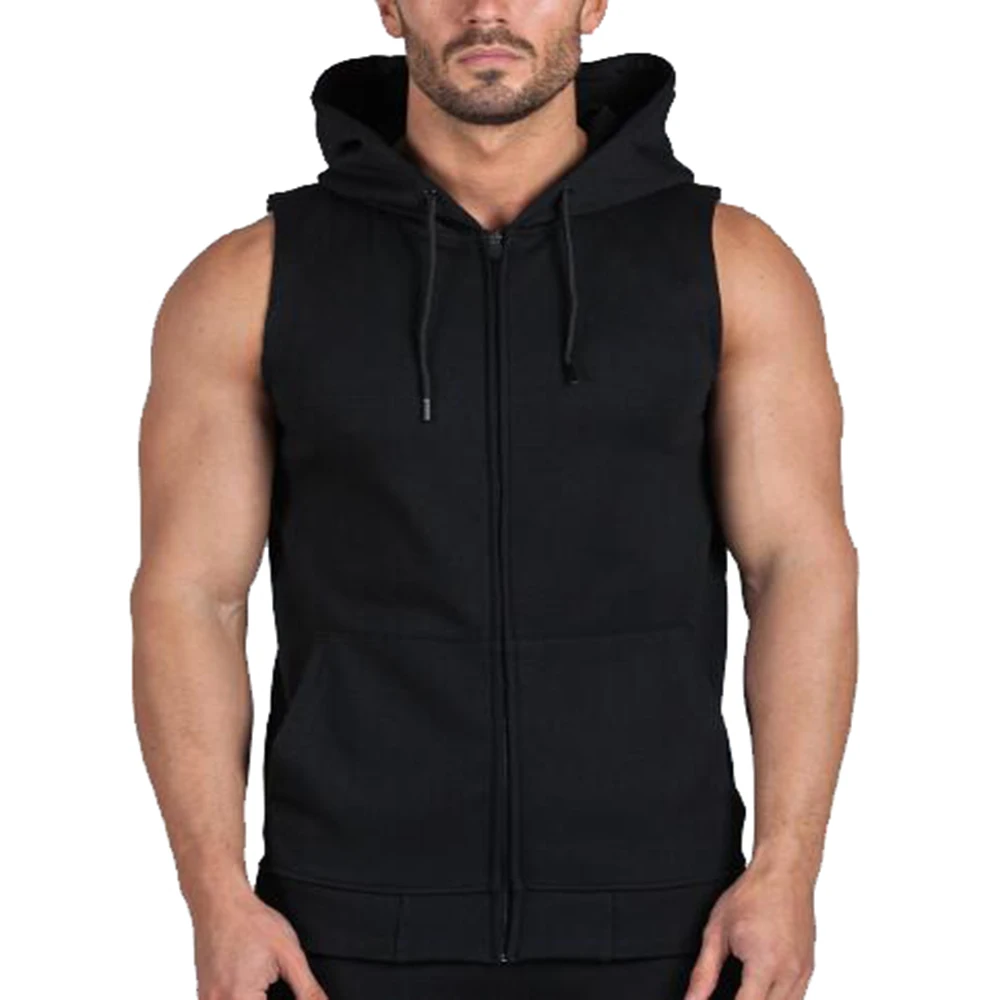 womens black sleeveless hoodie