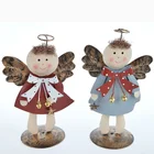 New Arrival Printed Metal Christmas Angel Ornament Desk Top Standing Decorations
