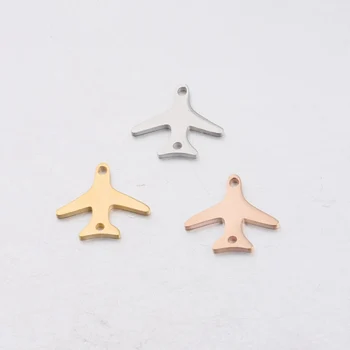Junjiang SP0019 fashion design rose gold/gold/silver color mirror polished airplane shaped charm stainless steel plane pendant