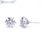 Diamond Stud Earrings Tianyu Gems Fashion Jewelry 14k 18k White Gold 2ct Moissanite Diamond 6-Prong Stud Earrings