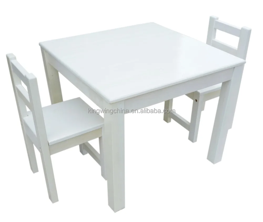 Childrens kids white wooden table and chairs