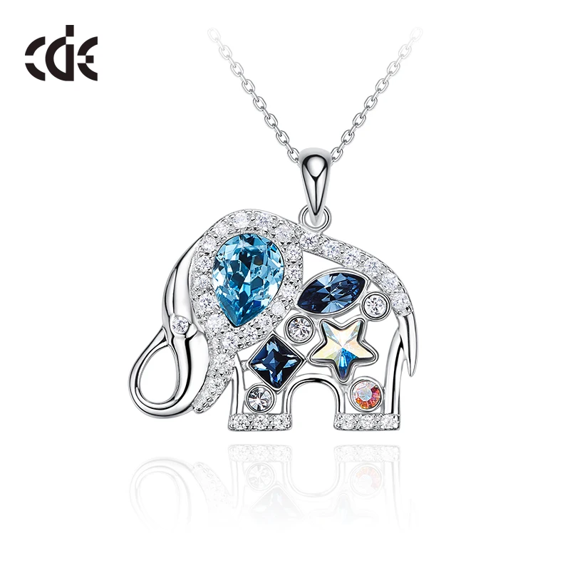 CDE YP1293 Fine 925 Sterling Silver Jewelry Animal Necklace Wholesale Crystal Clavicle Chain Elephant Pendant Necklace