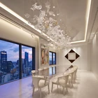 Custom Modern Hotel Handmade Glass Maple Leaf Chandelier