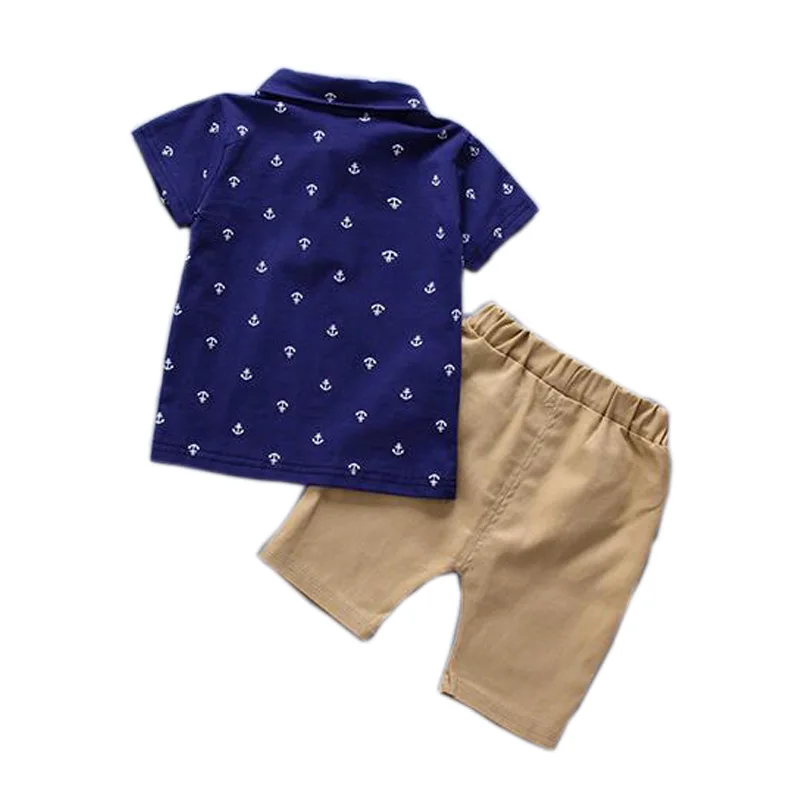 2023 Children kids clothing short sleeved polo cotton t-shirt and shorts summer little boys clothing two piece sets 3-4 years