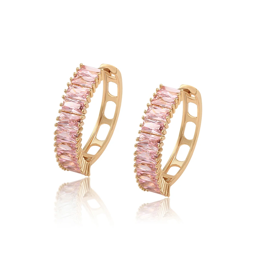 98443 xuping huggies latest design for women , colorful zircon earring fahion 18k gold plated hoop earring jewelry
