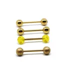 Acrylic Piercing Acrylic Tongue Barbell Piercing Gold Plated Acrylic Body Jewelry Set Tongue Ring Piercing Barbell Jewelry With Shiny Crystal