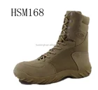 Soft Rubber Sole Combat Construction Tan Desert Boots With Suede Leather