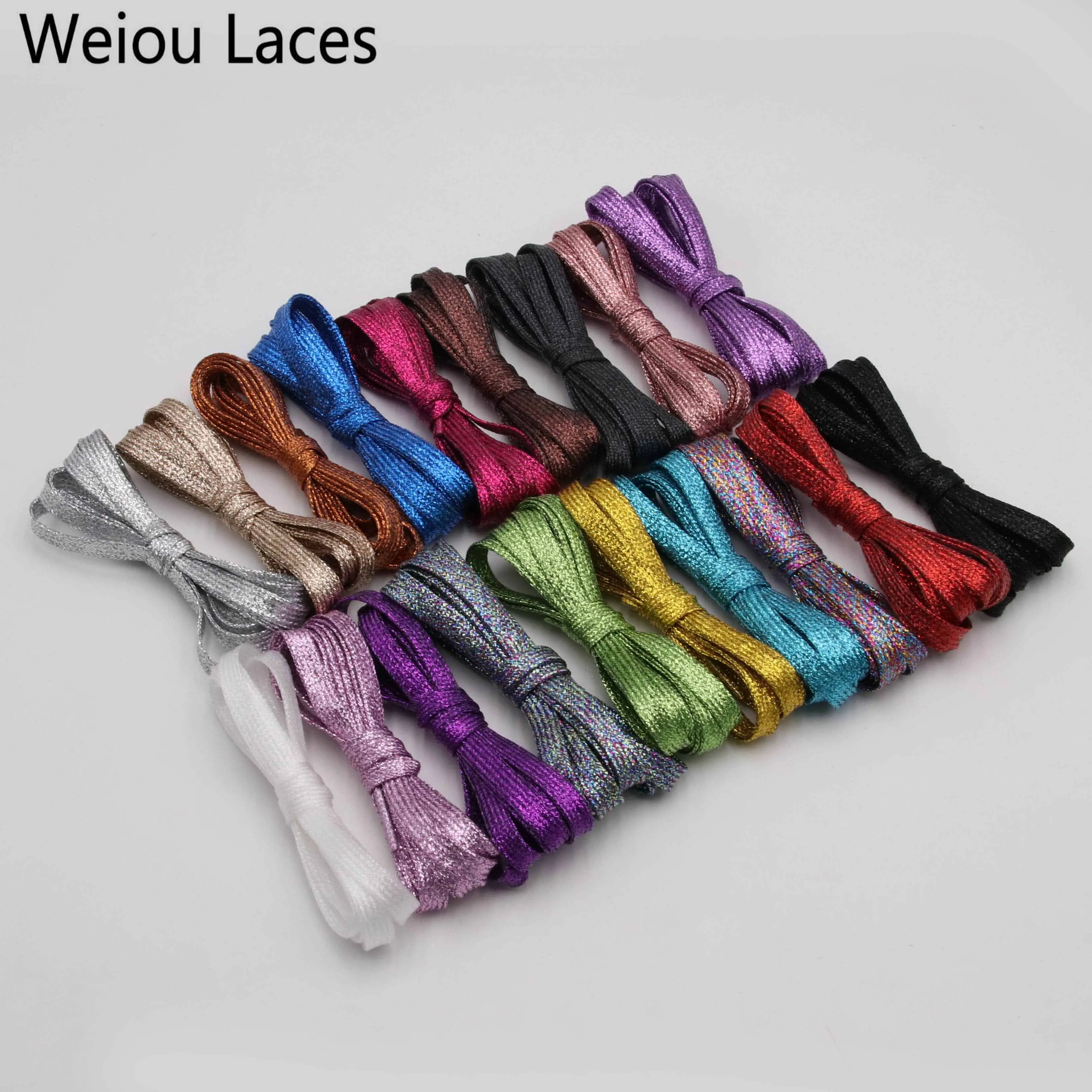 120cm Durable Shiny Shoelaces Glitter Flat Sparkly Colors Shimmering Shoes Laces 