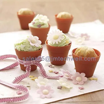 Flower pot shape reusable cupcake silicone baking molds