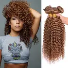 Virgin Hair Bundle Hair Extension Wholesale 10a Grade Brazilian Remy Large Stock Virgin Human Brown Color Hair Bundles Deep Curly Hair Extension