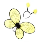 Wings Bumble Bee Style Fairy Nylon Butterfly Wings And Headpiece Set Kids Party Costume