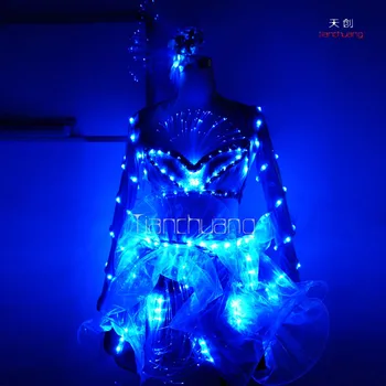 Remote controlled flash fiber optic dress,India costume belly dance,belly dance costume professional