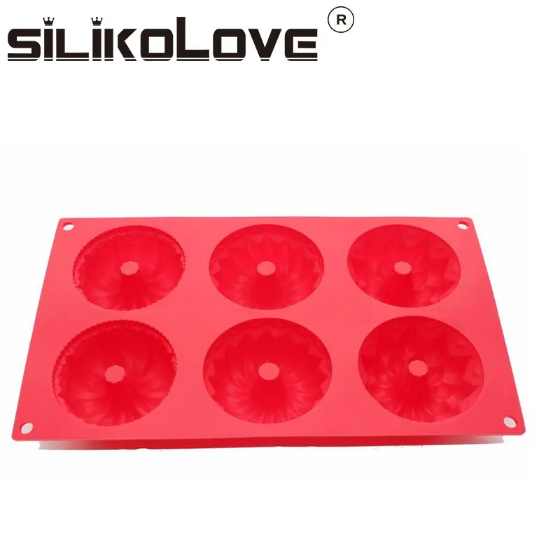 Factory Selling 6-Cavity 3D Flower Shape Fancy Silicone Mold Resin Cake Tray for Muffin Cupcake Brownie Cornbread