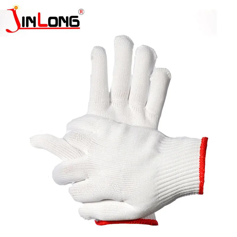 white cotton running gloves