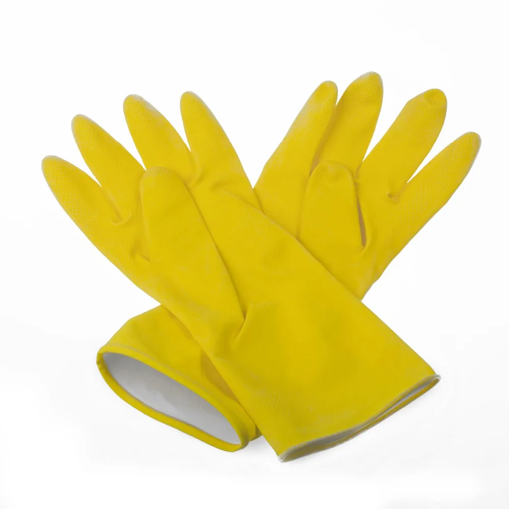 Sz Large 5 Pairs Yellow Rubber Latex Kitchen & Household Cleaning Gloves 