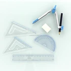 Compasses Compass 7pcs Math Geometry Compasses Set Drawing Ruler Set Compass Protractors Square Set