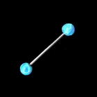 Piercing Cheap Opal Double Ball Straight Barbell Piercing Free Sample Tongue Rings
