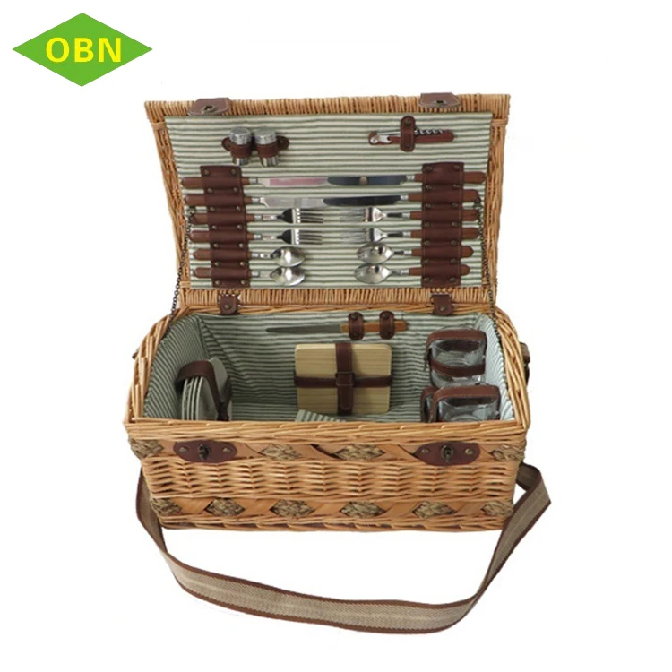 China factory custom cheap wholesale personalized luxury 4 - 6 person willow woven wicker picnic basket set