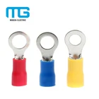 Copper Wire Connector Plating Tin Tricolor Wire Terminals Insulated Crimp Ring Terminal