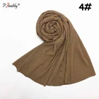 Hijab Scarf Pearls Wholesale 180*70CM Pure Color Chiffon Crinkle Hijab Scarf Pashmina Shawl With Pearls