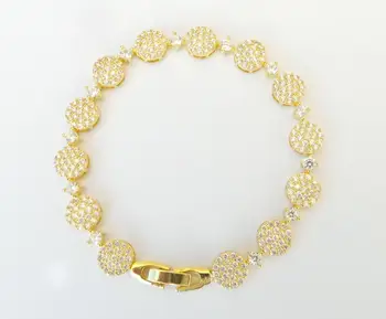 2021 Wholesale Hiphop Luxury Bridal Women white Zicornia 18k Gold Plated Bracelet Jewelry Sets