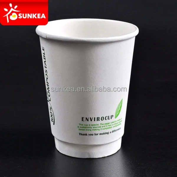 Biodegradable double wall coffee paper cup