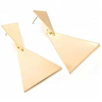 Statement gold plated geometric big earring Alloy Jewelry Large Triangle Dangling Earrings