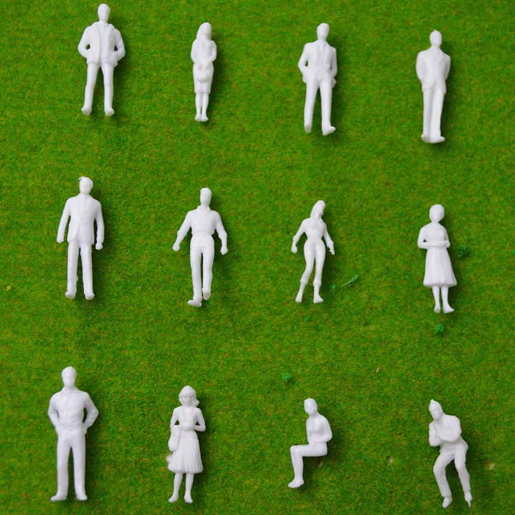MagiDeal 20Pcs 1/50 O Scale Unpainted Model People Miniature Figures Architectural Model Human Plastic Scene Simulation
