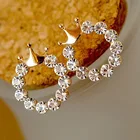 Hoop Round Earring For Woman Wholesale Fashionable Hoop Diamond Earring Smooth Round Crown Stud Earrings